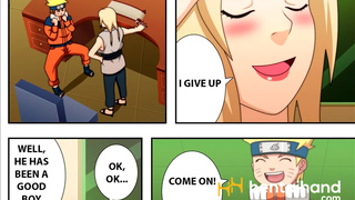 Наруто пердолит возбужденную Цунаде в ее офисе