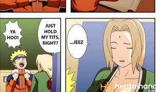 Наруто пердолит возбужденную Цунаде в ее офисе