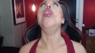 Spit Gagging Dildo Choking Boobs GIF