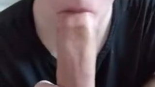 POV Girlfriend Deepthroat Blowjob GIF